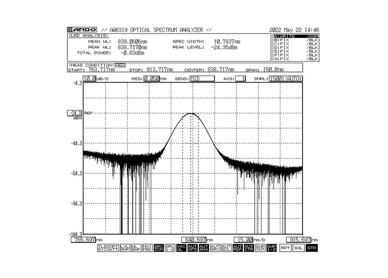 840nm 5mW 10nm lățime de bandă SLED modul sursă de lumină în bandă largă